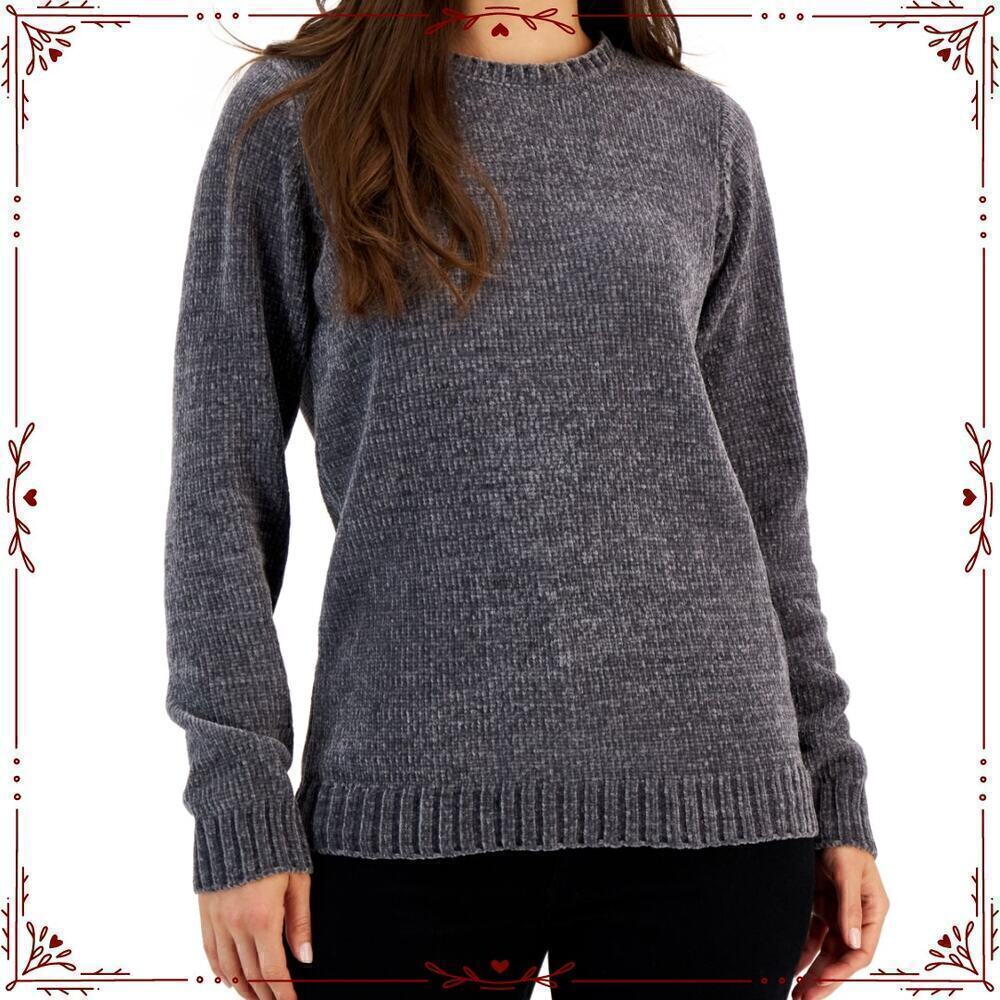 Karen Scott Women's Large Grey Knit Sweater